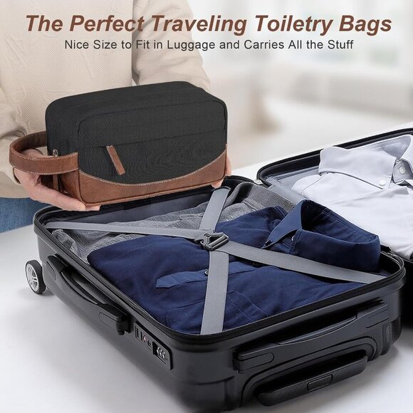 Travel Toiletry Bag for Men, Hanging Toiletry Organizer, Water Resistant Shaving - Picture 7 of 8